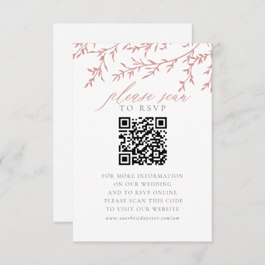 Kaart QR-code RSVP Boho voor bruiloft Website (Voorkant / Achterkant)