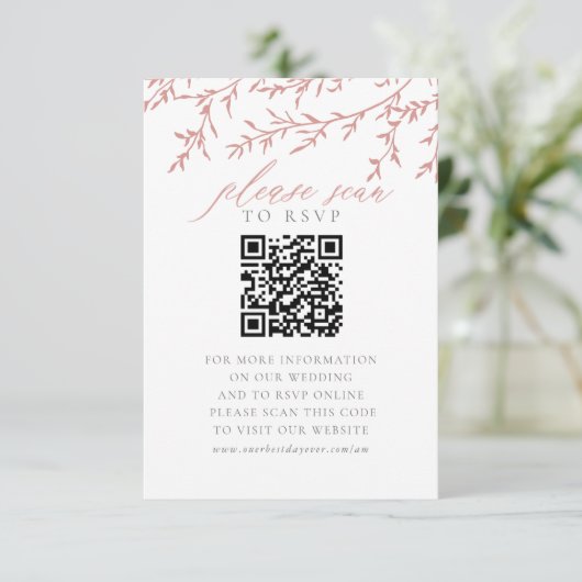 Kaart QR-code RSVP Boho voor bruiloft Website (Staand voorkant)