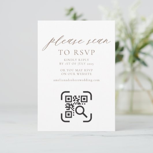 Kaart QR-code RSVP Boho voor bruiloft Website (Staand voorkant)