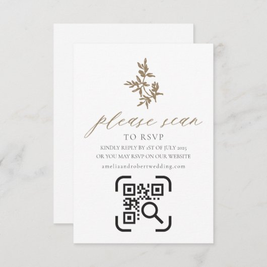 Kaart QR-code RSVP-levens voor bruiloft (Voorkant / Achterkant)