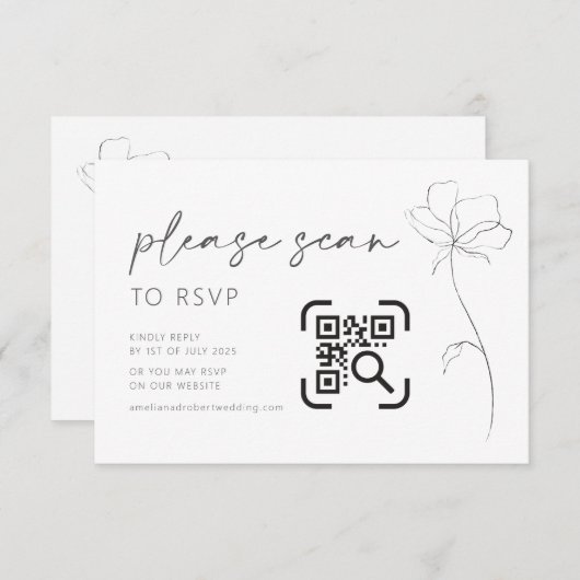 Kaart QR Code RSVP Modern (Voorkant / Achterkant)