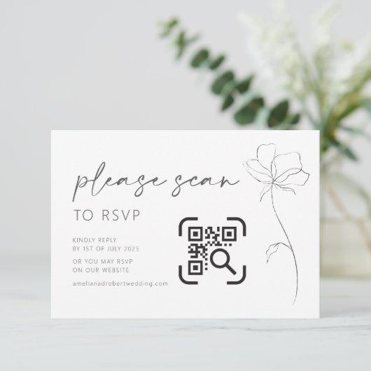 Kaart QR Code RSVP Modern (Staand voorkant)