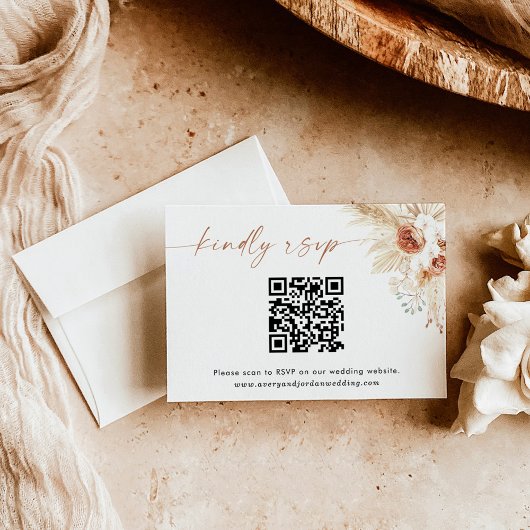 Kaart QR-codecontrole | Boho Wedding RSVP-Kaart