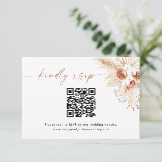 Kaart QR-codecontrole | Boho Wedding RSVP-Kaart (Staand voorkant)