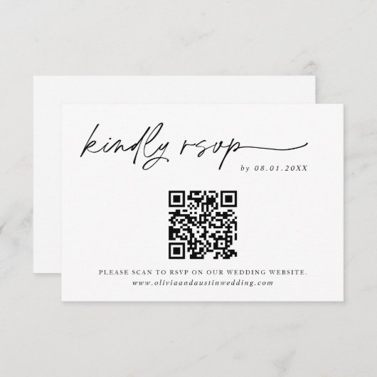 Kaart QR-codecontrole | Minimalistisch huwelijk RS (Voorkant / Achterkant)