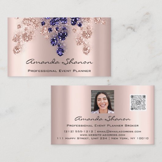 Kaart QrCode voor gebeurtenisplanner Logo Blauw Visitekaartje (Voorkant / Achterkant)