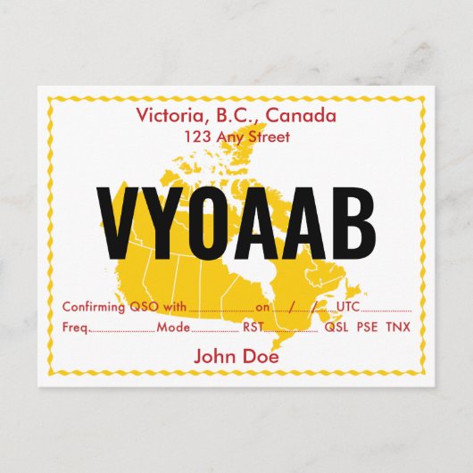 Kaart QSL Kaart Retro Canada (Voorkant)