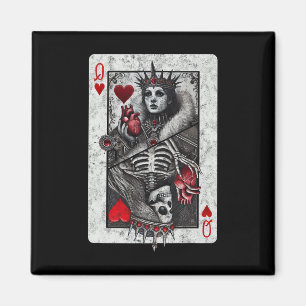 Kaart Queen of Hearts Death Skeleton Hallow bijvoo Magneet