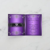 Kaart Quinceanera Paars Glitter Tiara (Binnen)