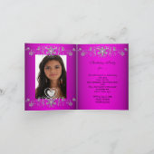 Kaart Quinceanera Pink Tiara Foto (Binnen)