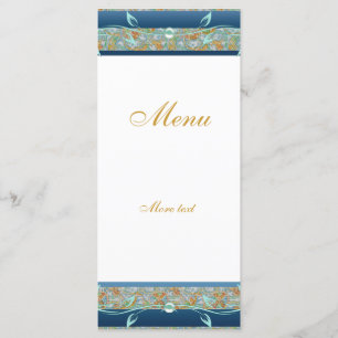 Kaart Rack Menu  Gold Blauwgroen Blue Floral