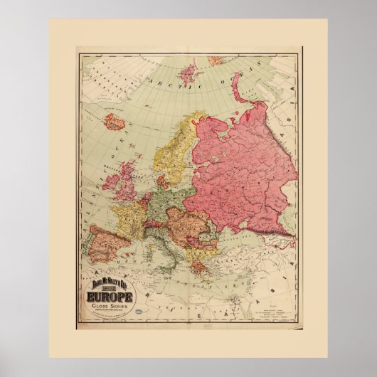 Kaart Rand McNally van Europa (1894) Poster (Voorkant)