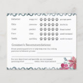 Kaart rapport roze en blauw Floral Dog Grooming Re (Achterkant)