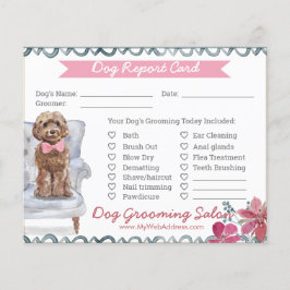 Kaart rapport roze en blauw Floral Dog Grooming Re