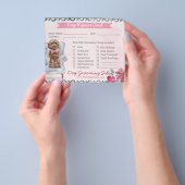 Kaart rapport roze en blauw Floral Dog Grooming Re (Hand)