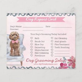 Kaart rapport roze en blauw Floral Dog Grooming Re