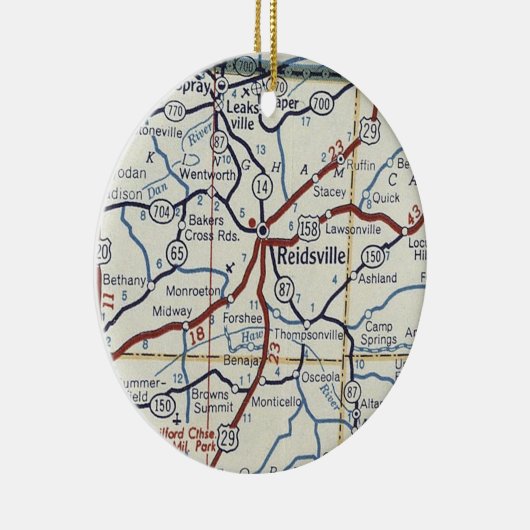  kaart Reidsville NC Keramisch Ornament (Rechts)