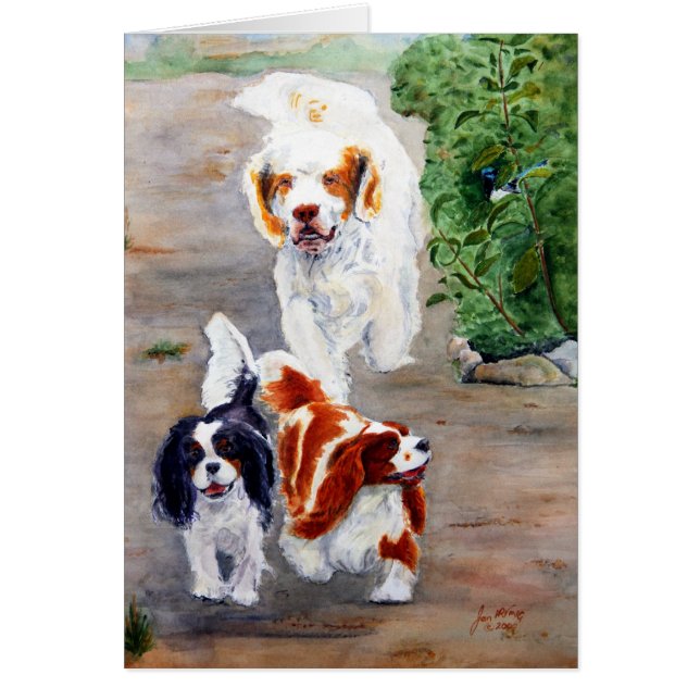 kaart - Reizigers - Clumber Spaniel en Cavaliers (Voorkant)