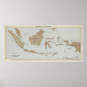 Kaart Republiek Indonesië (1957) Poster