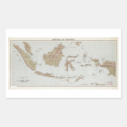 Kaart Republiek Indonesië (1957) Rechthoekige Sticker (Voorkant)