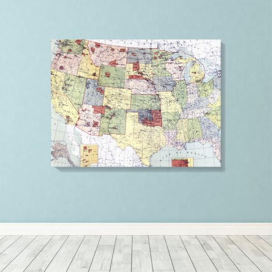 KAART: RESERVATIONS, 1892 CANVAS AFDRUK (Insitu (Houten vloer))