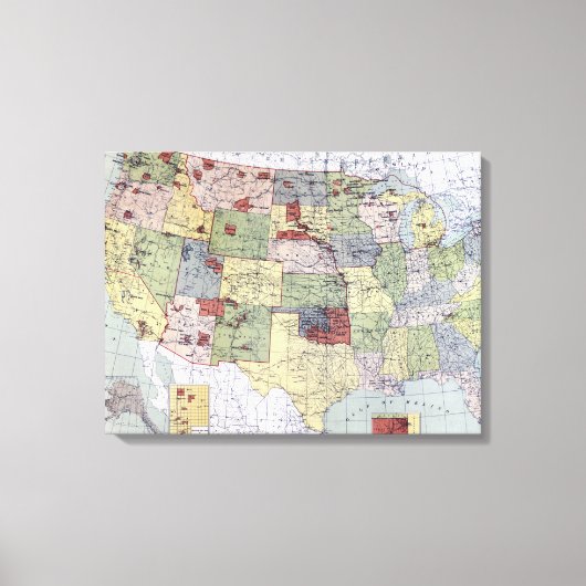 KAART: RESERVATIONS, 1892 CANVAS AFDRUK (Voorkant)