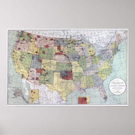 KAART: RESERVATIONS, 1892 POSTER (Voorkant)