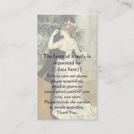 Kaart respons, stadsdansen van Renoir (Voorkant)