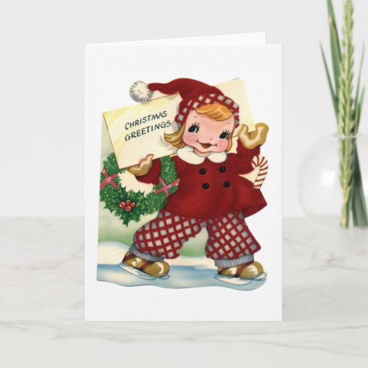 kaart "Retro Child Christmas Greetings" (Voorkant)