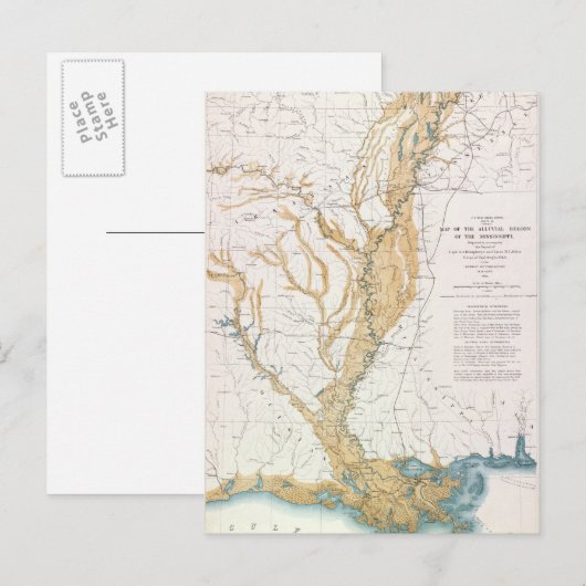 KAART: RIVIER VAN DE MISSISSIPPI, 1861 BRIEFKAART (Voorkant / Achterkant)