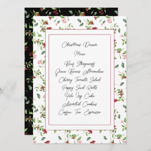 Kaart Rode bessen en winterfeestdag (Voorkant / Achterkant)