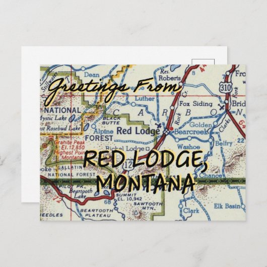  kaart rode lodge MT (Voorkant / Achterkant)