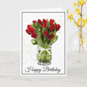 Kaart-Rode Tulpen van de Birthday Kaart (Gele Bloem)