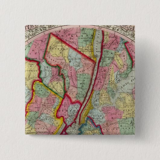 Kaart rond de stad New York Vierkante Button 5,1 Cm (Voorkant)