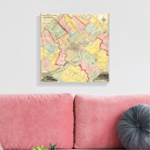 Kaart rond de stad Philadelphia Canvas Afdruk (Insitu (Woonkamer))