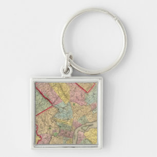 Kaart rond de stad Philadelphia Sleutelhanger