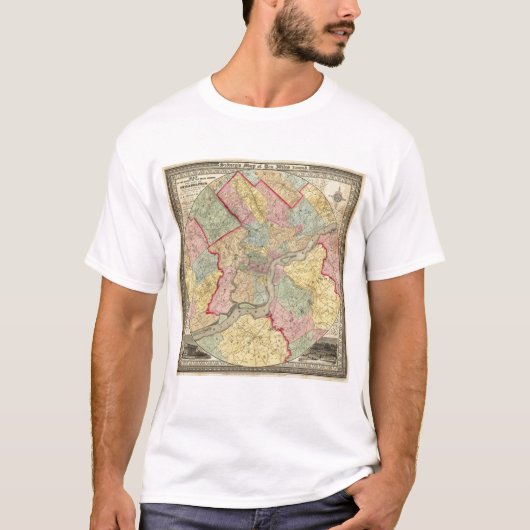 Kaart rond de stad Philadelphia T-shirt (Voorkant)