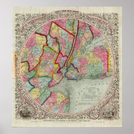 Kaart rond New York Poster (Voorkant)