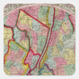 Kaart rond New York Vierkante Sticker