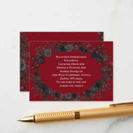 Kaart Rood en zwart Roos Gothic Wedding Enclosure