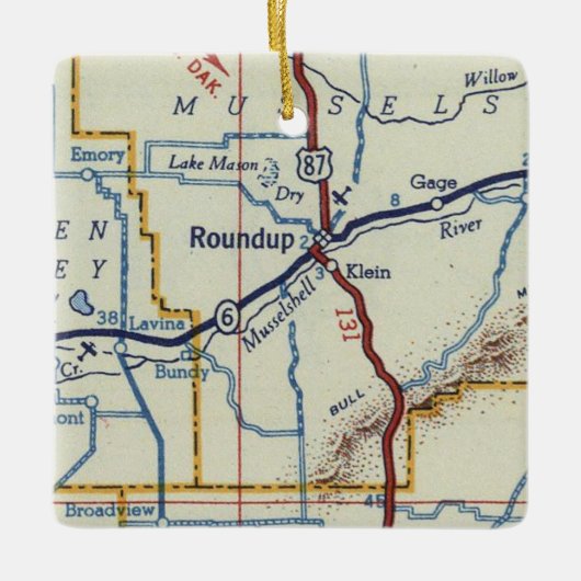  kaart Roundup Montana Keramisch Ornament (Voorkant)