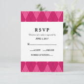 Kaart Roze Argyle Wedding Response (Staand voorkant)