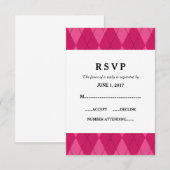 Kaart Roze Argyle Wedding Response (Voorkant / Achterkant)