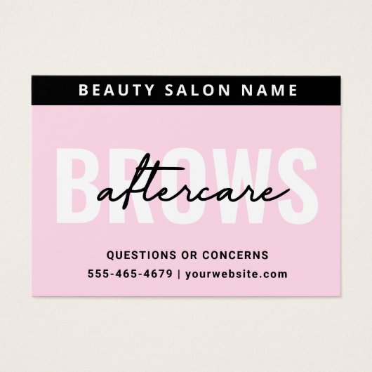 Kaart Roze Brows Aftercare PMU Brow Instructions (Voorkant)