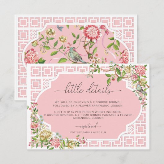 Kaart roze Chinoiserie - Details Enclosure - Trian (Voorkant / Achterkant)