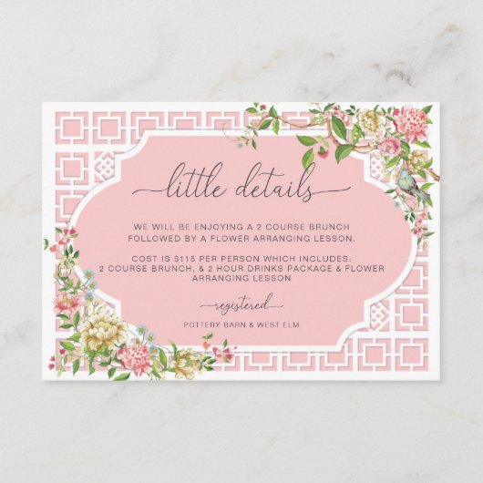 Kaart roze Chinoiserie - Details Enclosure - Trian (Voorkant)