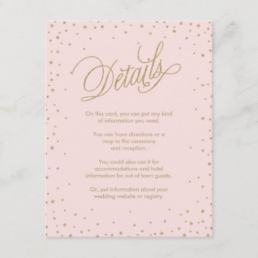 Kaart Roze en Gold Fancy Stars Wedding Enclosure (Voorkant)