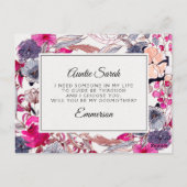 Kaart roze Floral Godmoeder Voorstel (Achterkant)