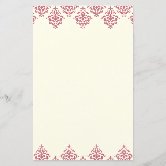 Kaart roze ivoor Damask Arabesque Wedding Menu (Achterkant)