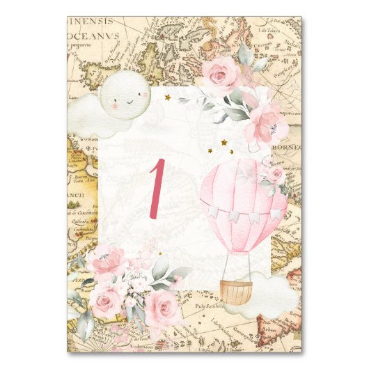  kaart Roze luchtballon Onederful Birthday (Voorkant)